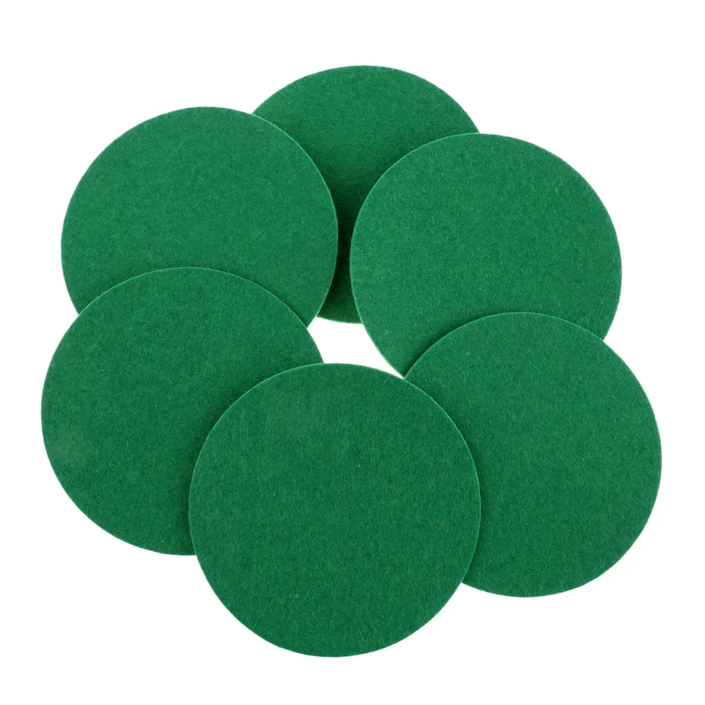 Air Hockey Table Pushers Felt Pads, Set of 6, Green, 60mm/74mm/94mm