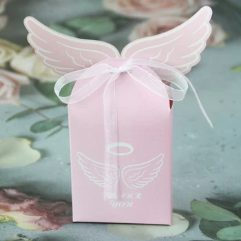 

50pcs Pink Baby Angel Candy Box Favor And Gift Boxes With Ribbon Baby Shower DIY For Kids Birthday Christmas Party Decoration