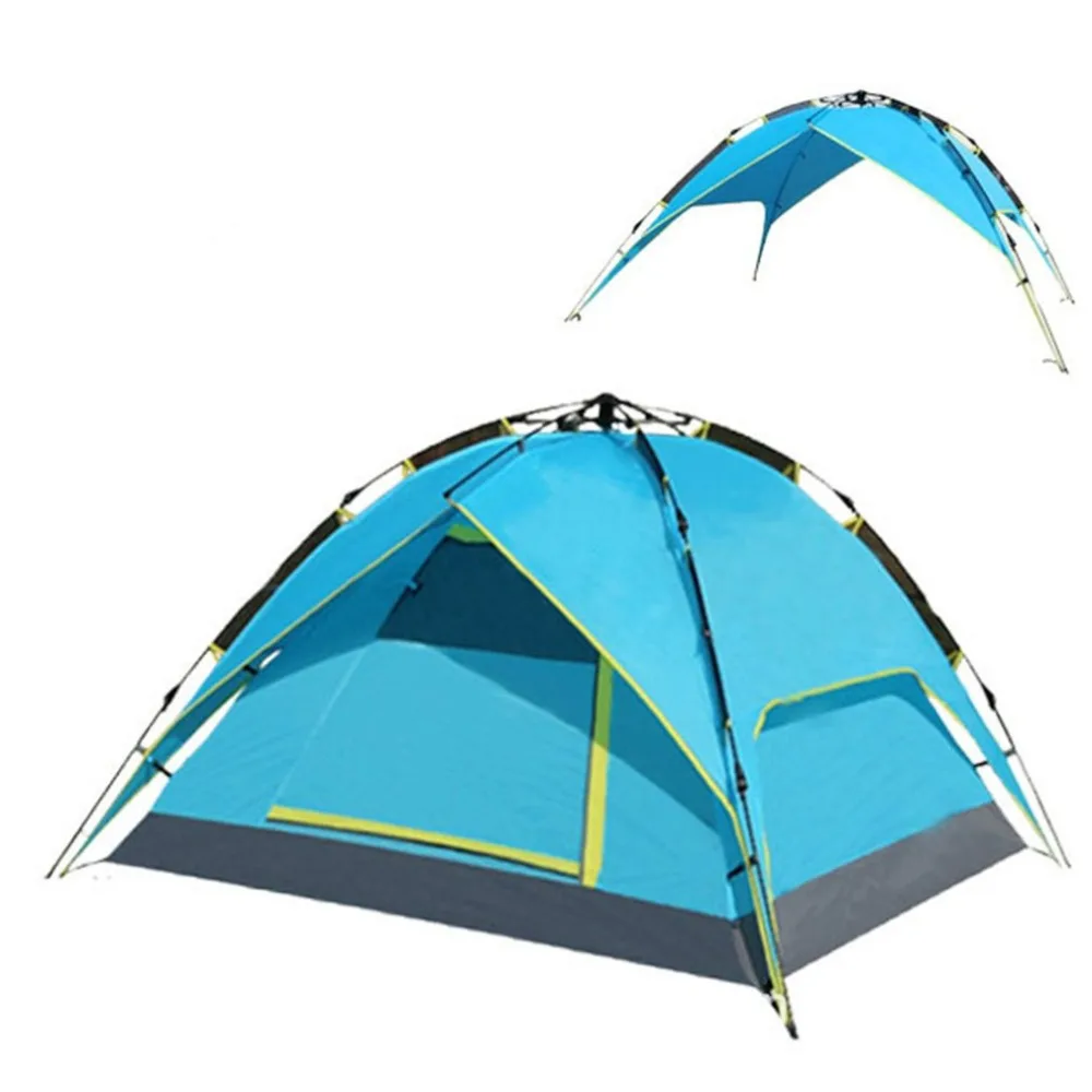 3-4 Person Portable Outdoor Waterproof Folding Tent Automatic Rope Pulling with Double Layers for Camping Hiking Backpacking