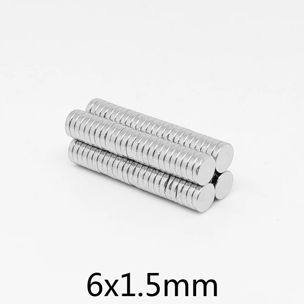 50/100/200/500/1000/1500PCS 6×1.5 Disc Strong Permanent Neodymium Magnets 6×1.5mm Thin Small Round Search Magnet 6*1.5 mm