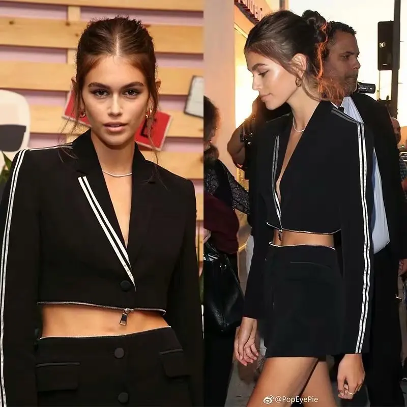 

Blogger INS Europe And America Suit Women's Variety Way of Dressing Women's Casual Suit + Half-length Short Skirt Split Type Sui