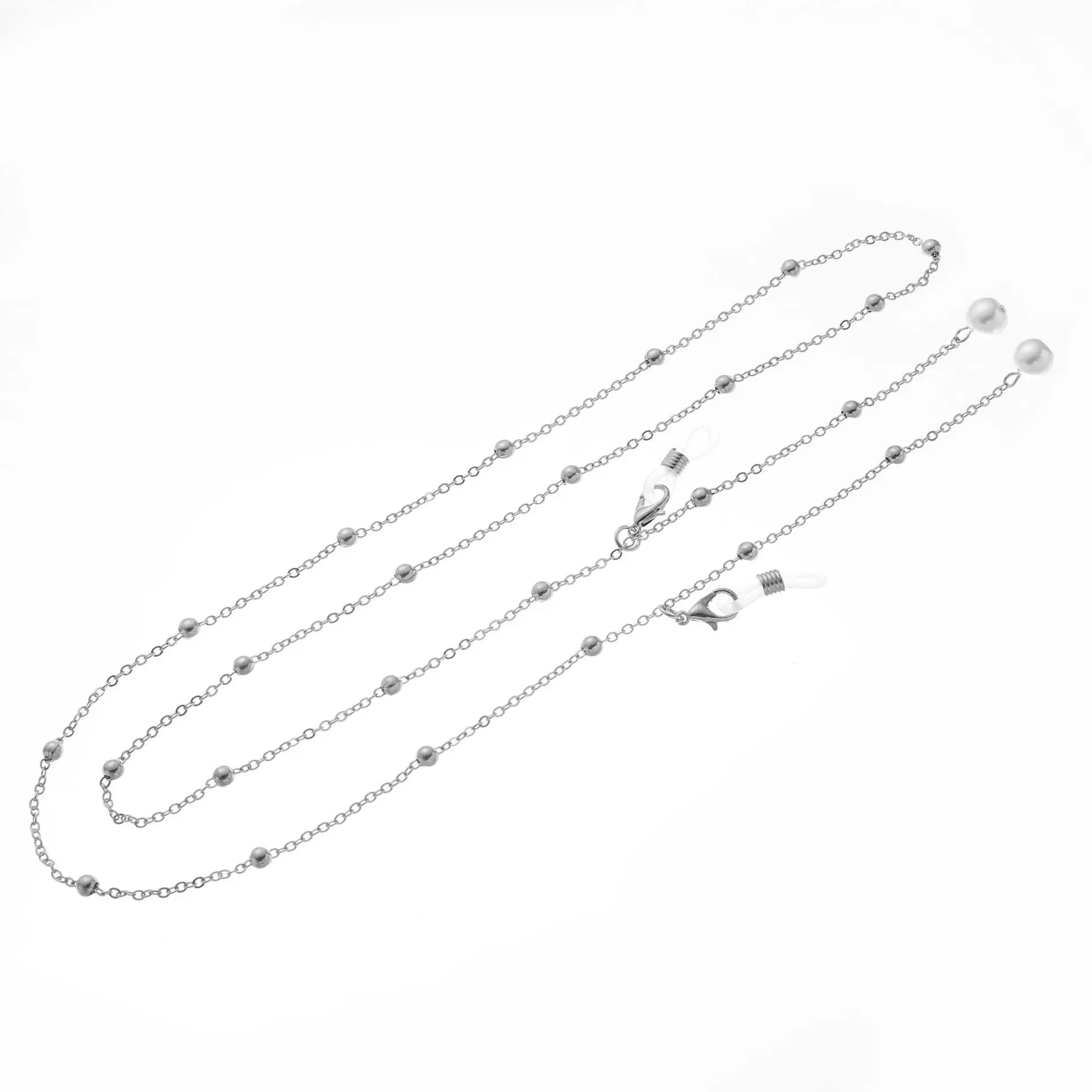 sliver chain Модные женские золотые и серебряные цепочки для очков, жемчужные солнцезащитные очки, очки для чтения, Украшенные бусинами, цепочка для очков, держатель шнура, ремешок на шею - Цвет: sliver chain