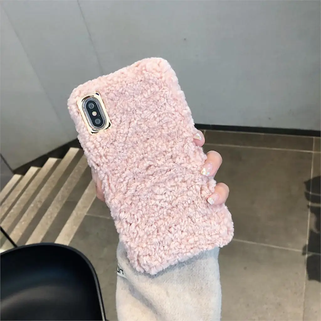 Чехол из искусственной шерсти и меха для Oneplus 7 Pro Чехол Oneplus 7 6 6T 5 5T 3 мягкий чехол на ощупь теплый плюшевый пушистый чехол - Цвет: Pink