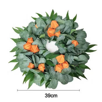 

Christmas Decoration Artificial Green Leaves Wreath Front Door Wreath Artificial Flower Wreath For Wall Window Door Party Decor