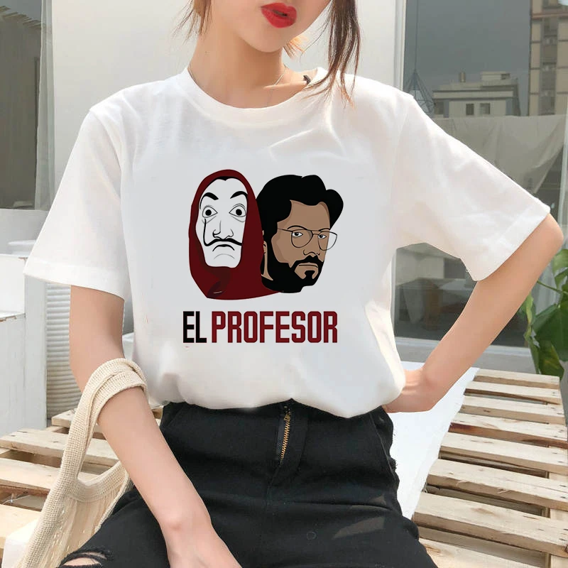 2020 Fashion Women Harajuku Portrait of banknote house Printed T Shirt Casual Short Sleeve Women's T-shirt Soft Female T shirt