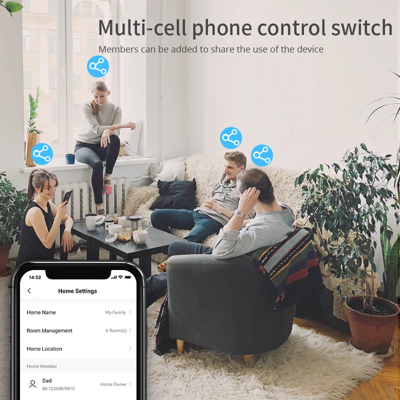 ANDELI-WiFi 16A 스마트 DIY 미니 조명 스위치, 양방향 제어 Tuya Smartlife APP 원격 제어 Alexa Google 홈 오토메이션