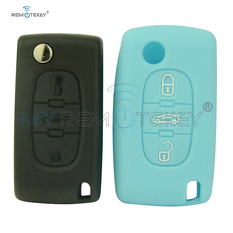 

Remtekey CE0523 Flip remote car key 3 button Silicone Key Case for Peugeot key for Citroen key ASK 433 mhz ID46 - PCF7941 HU83