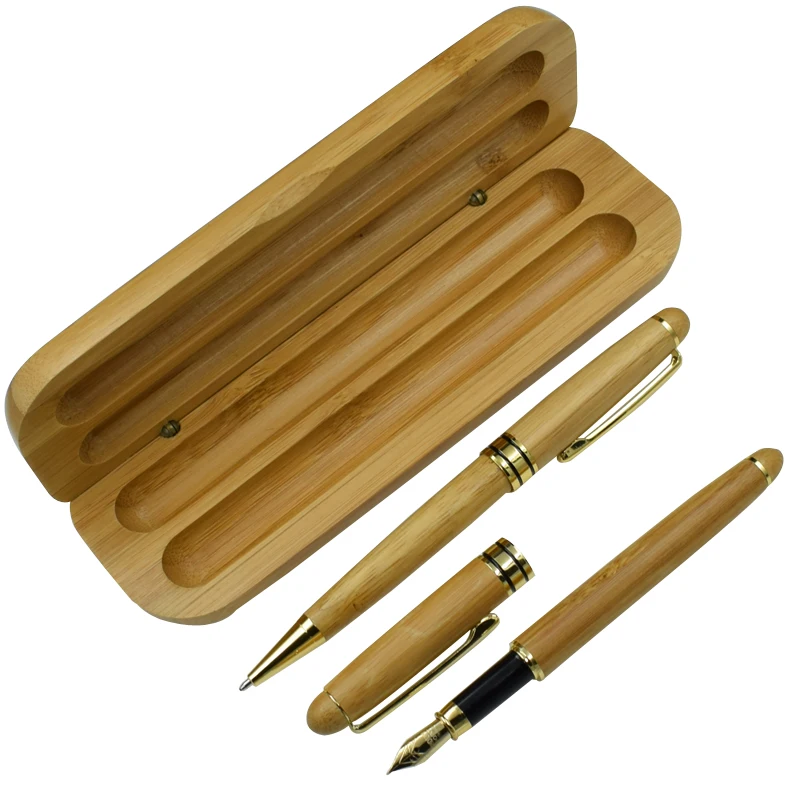 

Stationary Set (Ball Point Pen/Fountain Pen/Pencil Case) Nature Bamboo Material Set Stationary Office School Supplies Writing