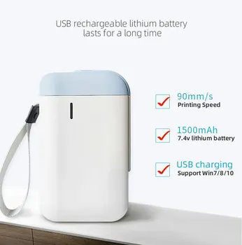 

Smart Mobile Thermal Label Bluetooth USB Cable Handheld Name Price Sticker Barcode Printer B100