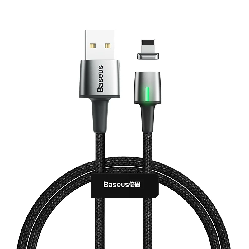 Быстрый Магнитный usb-кабель для зарядки iPhone xs max xr x 8 7 6s plus 5 ipad pro мобильный кабель для зарядки телефона 1 м 2 м 2.4A светодиодный Плетеный - Color: Black