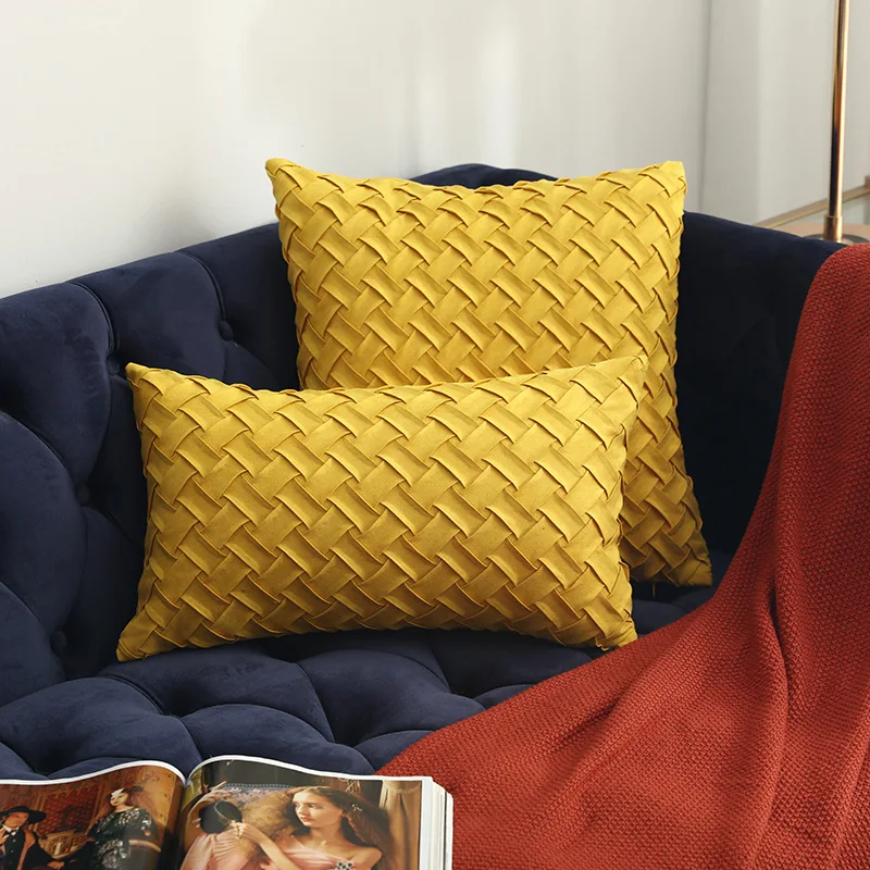 Creative Manual Suede Weave Style Craft Cushion Cover Decorative Throw Pillow Cover Solid Color Suede Bedding Home Decor - Цвет: 08