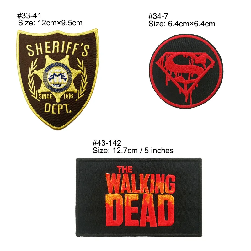 The Walking Dead Rick's King District Sheriff's Dept. Супермен с вышитым логотипом из фильма «Железный На Заплатке» девушка эмо, гот в стиле панк