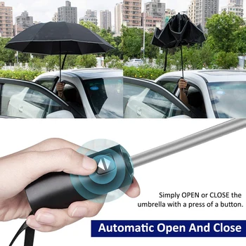 

Solid Color Unisex Automatic Folding Reverse Umbrella for Travel Busines Camping Windproof Rain Gear Business Umbrellas