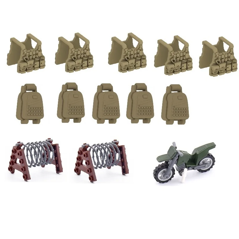 Gilet Tattico Zaino Roadblock Moto Soldato Moderno Moc Swat Polizia Armi Militari Figure Block Mini Building Kit Giocattolo