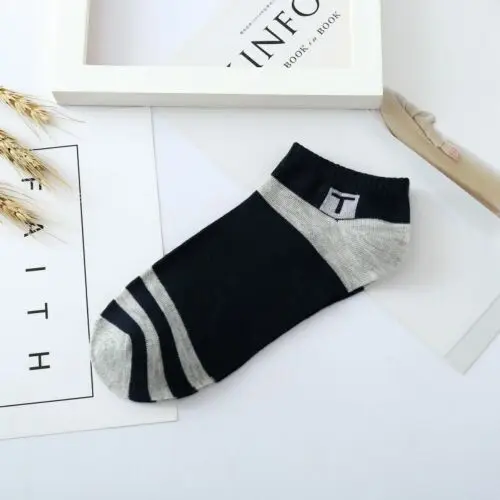 Gray D 5 пара/лот = 10 шт., летние мужские носки-башмачки, модные неглубокие невидимые спортивные мужские короткие носки в духе колледжа - Цвет: Gray D