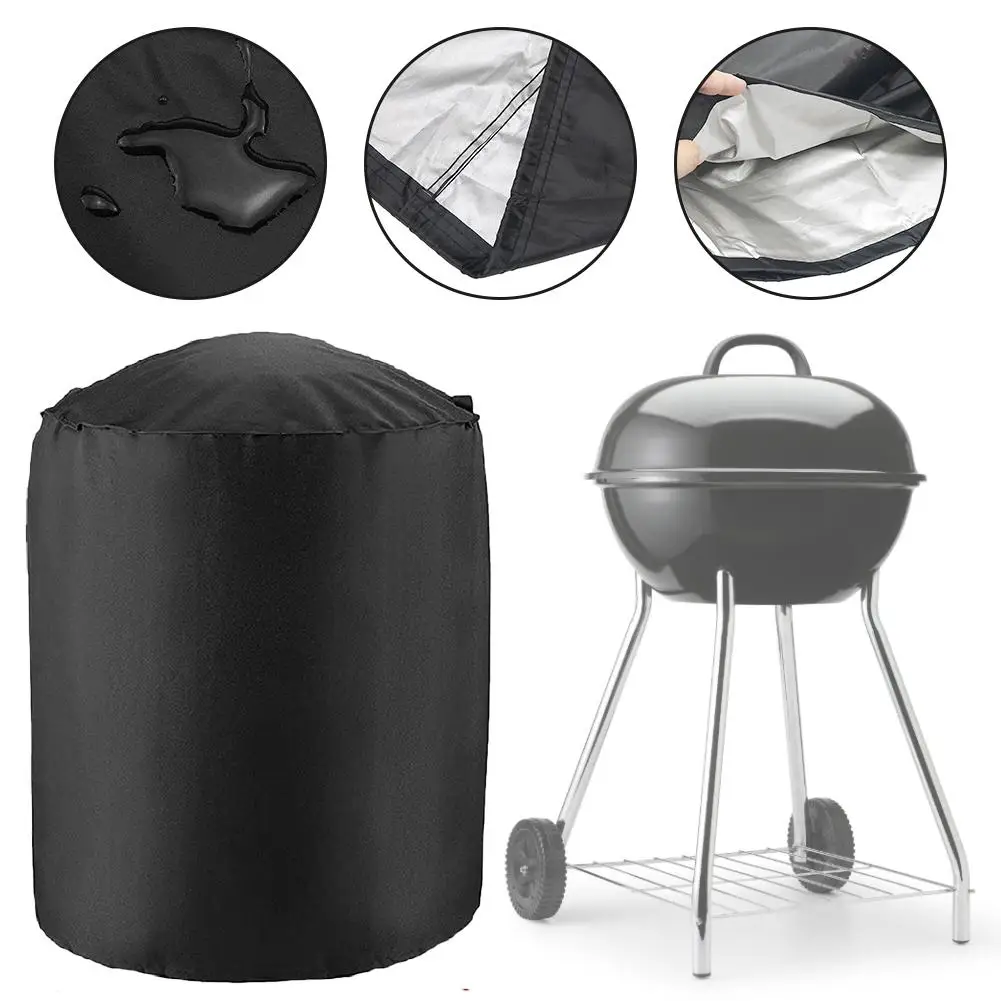 Black Waterproof BBQ Cover Anti Dust Rain Grill Protector Storage BBQ Accessories For Home Patio Garden