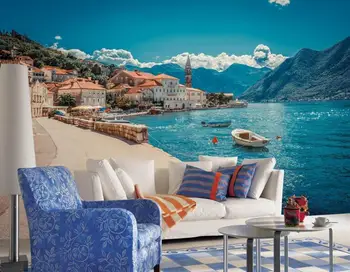 

CJSIR European Seaside Town Port Fishing Boat Mural Background Wall Custom 3d Photo Wallpaper Murals Home Decoration