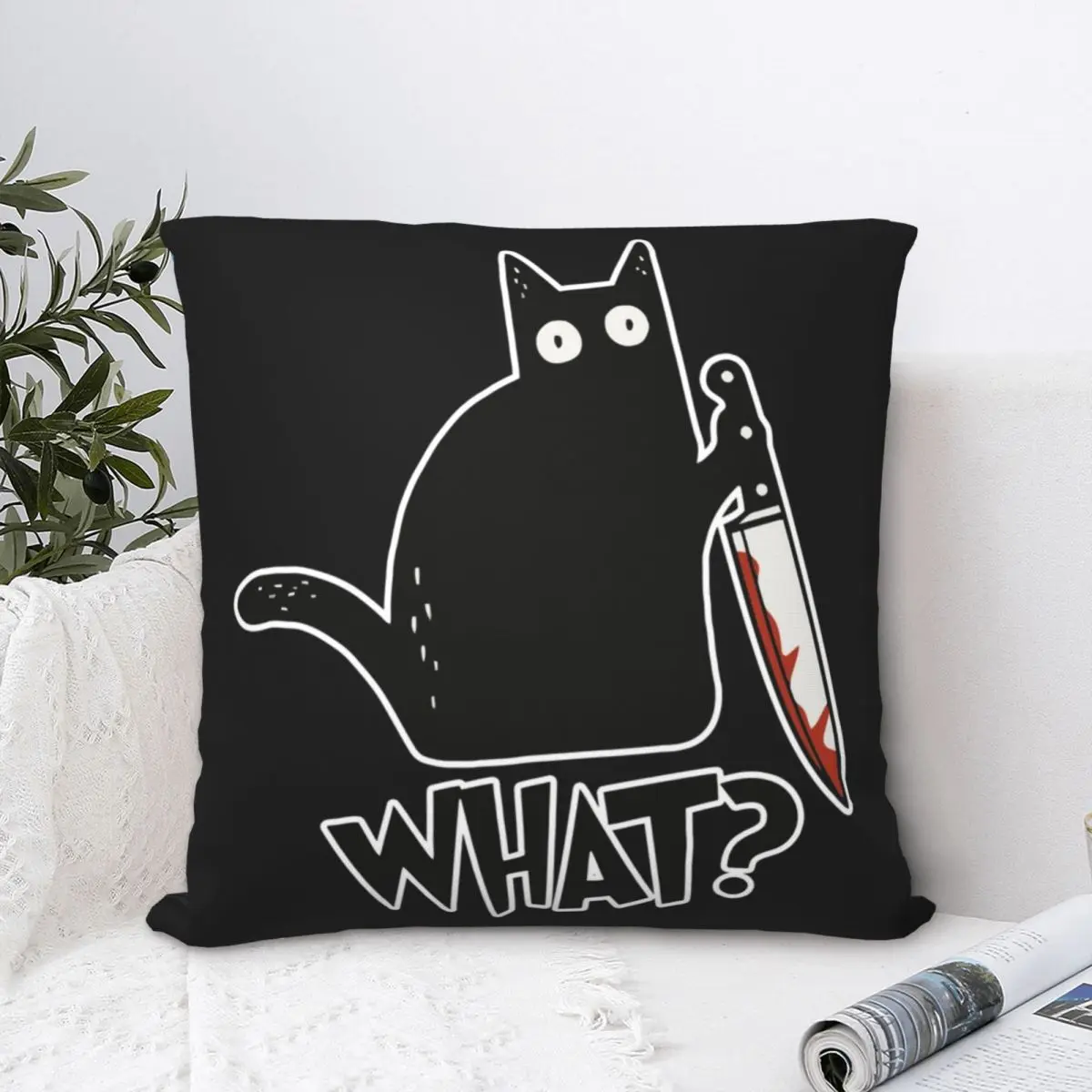 

Квадратная наволочка в виде кота, какая убийца, Наволочка на подушку, Наволочка на молнии, домашнее украшение для автомобиля, простой 45*45 см