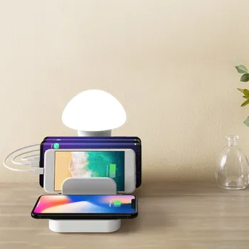 

Multiple USB Phone Charger for Multiple Devices with Wireless QC 3.0 USB charger 3 USB Ports Mushroom Lamp Charging Station