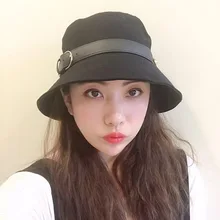 leather and cotton solid Bucket Hat Fisherman Hat outdoor travel hat Foldable Sun Cap Hats for Men and Women 578