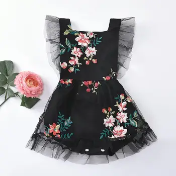 

Newborn Infant Baby Girls Floral Ruched Tulle Romper Dress Toddler Baby Summer Lace Backless Rompers Casual Playsuit Clothes