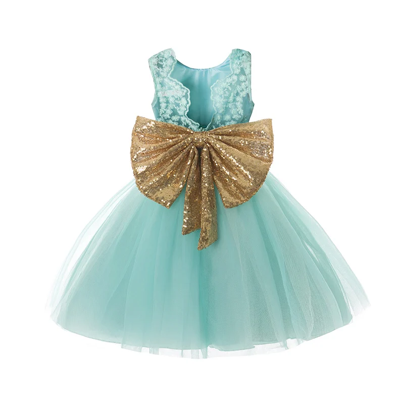 Платье для маленьких девочек с открытой спиной и вышивкой; Летние Детские платья для девочек; Одежда для маленьких девочек; детское платье на свадьбу, день рождения, вечеринку - Цвет: green3