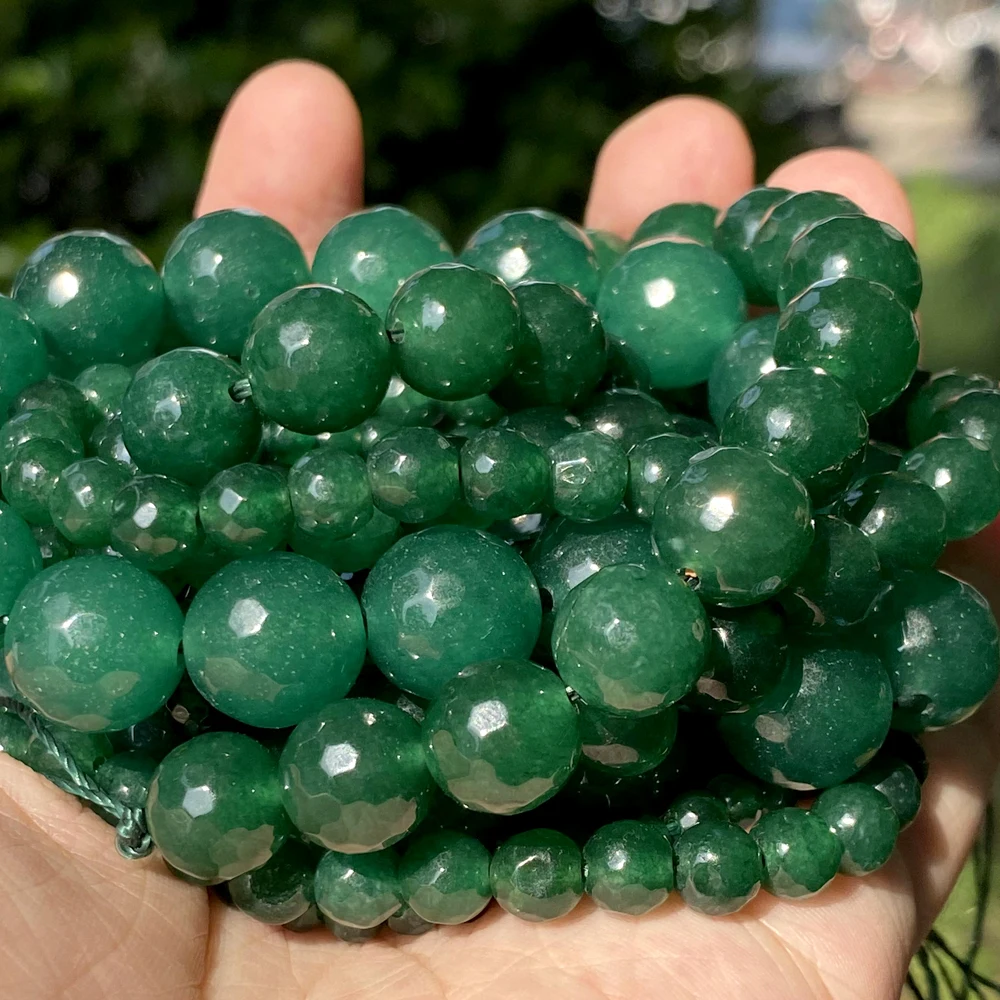Jade Beads 6mm Faceted Round Blue Aquamarine Color Jade Beads