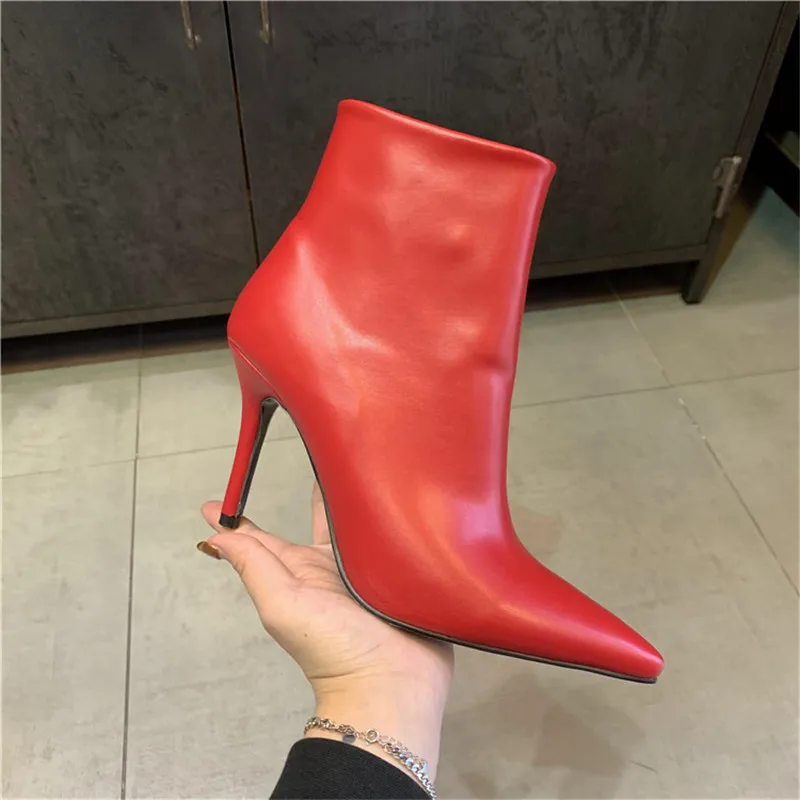 

Boots Women Pointed Toe Zapatos De Mujer Thin Hight Heels Botas Mujer Autumn New Fashion Ankle Boots Side Zipper Female