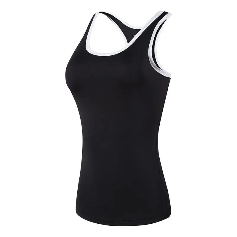 Jeansian Для женщин быстрое высыхание Slim Fit безрукавки для Tanktops безрукавная майка сорочка SWT237 BlackWhite2