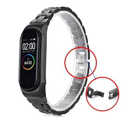 Hangrui металлический браслет из нержавеющей стали mi Band 4 ремешок для Xiaomi mi Band 4 3 сменный ремешок mi Band 4 3 браслет ремешок - Цвет: Color Black