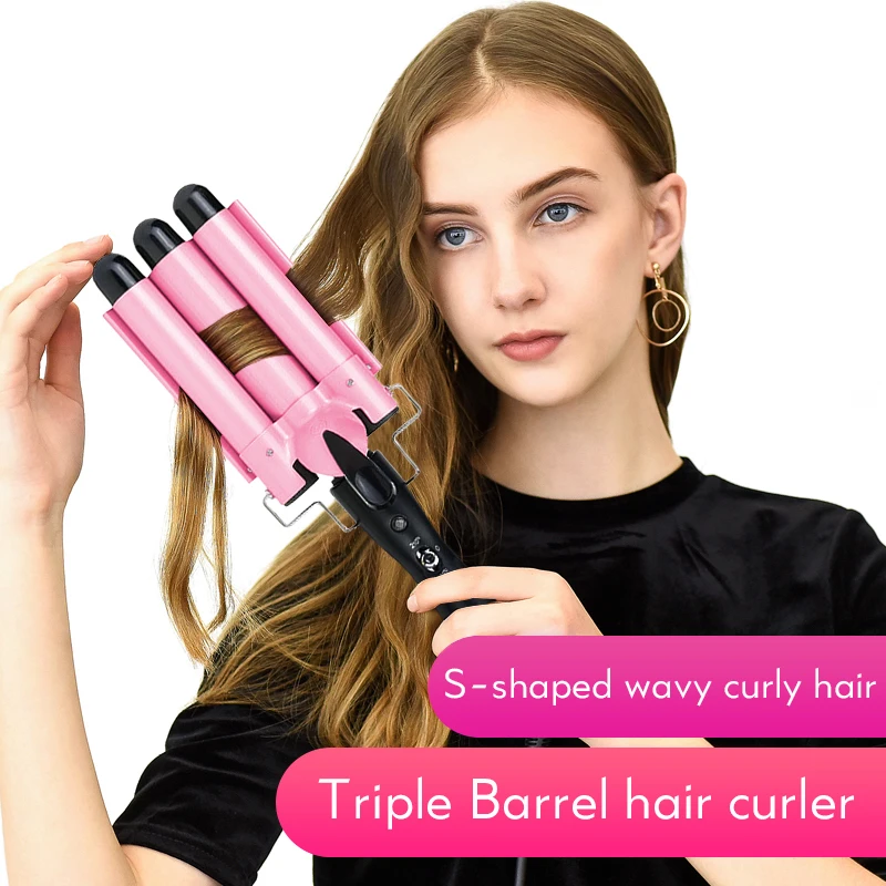 3-head Hair Curler Hair Root Volume Iron Electric Wave Curler Ceramic 3  Barrel Heated Crimping Iron For Women Pink 110-220v - Hair Curler -  AliExpress