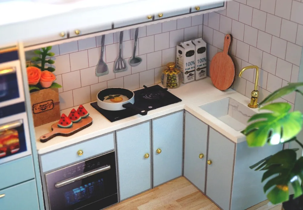 DIY Кукольный дом мебель миниатюрный кукольный дом пылезащитный чехол деревянный кукольный домик светильник для кукол игрушки ручной работы для детей# E