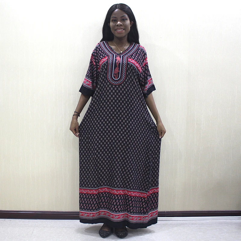 Dashikiage осеннее платье с принтом в стиле бохо, Элегантное длинное женское платье с высокой талией, Платье макси с коротким рукавом, новинка