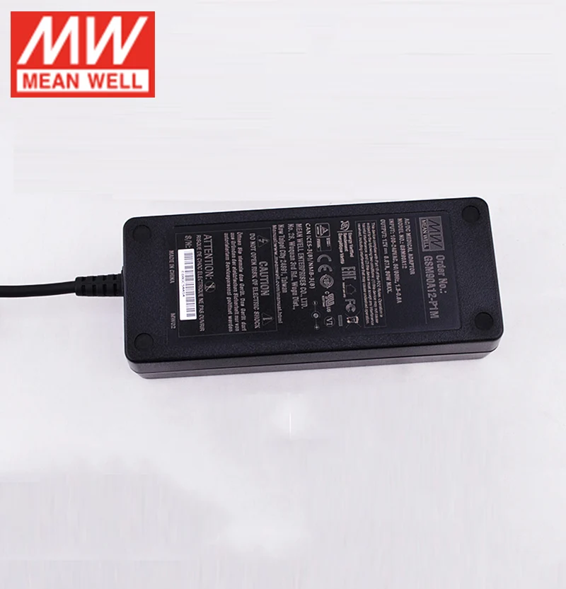 MEAN WELL GSM90A12-P1M 80 Вт 6.67A 12 в медицинский адаптер уровень VI 110 В/220В переменного тока до 12 В DC адаптер MEAN WELL Источник питания 2,5* 5.5DC штекер