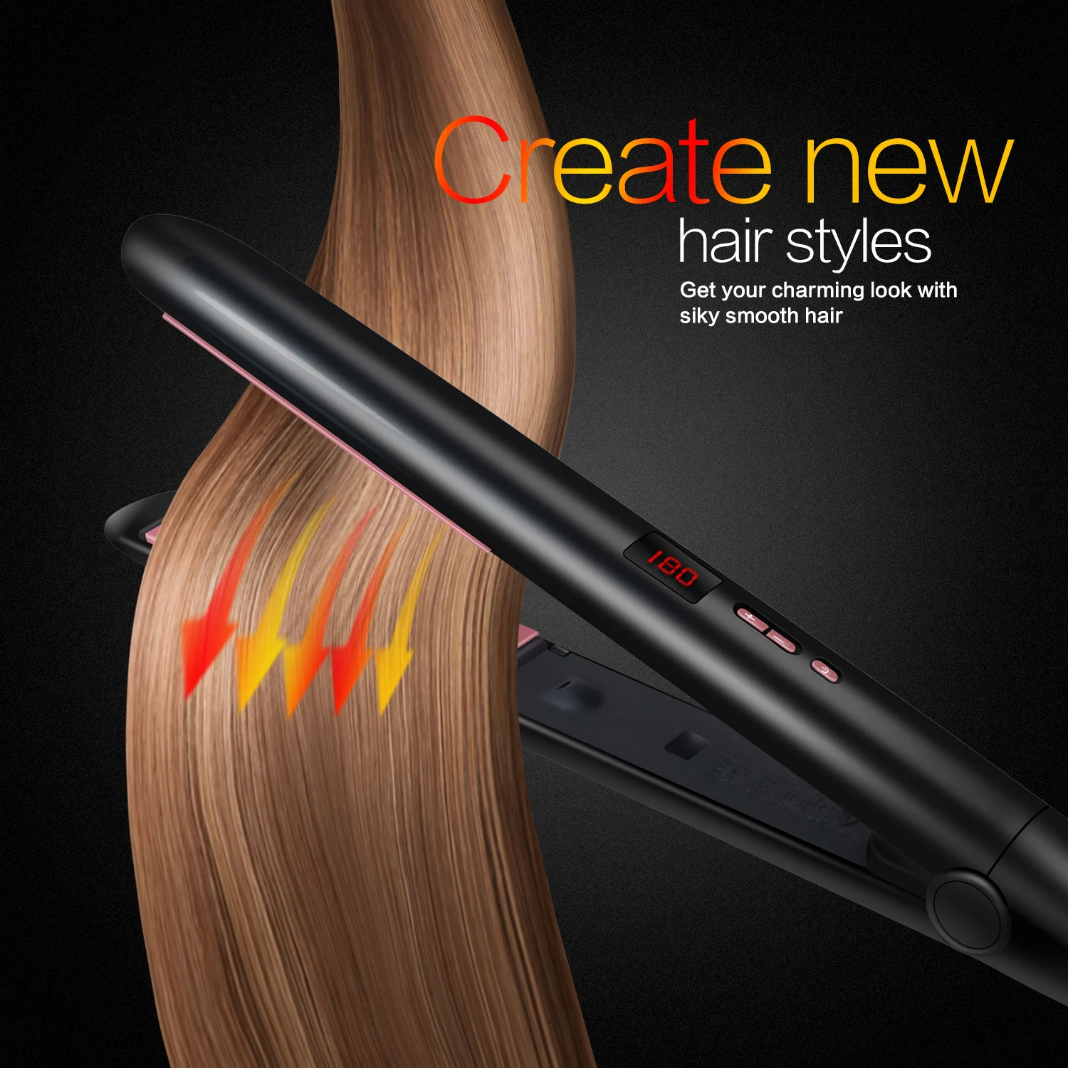 Straightener de Cabelo para Cabelo Liso Encaracolado Seco-molhado Dupla Finalidade Plana Ferro Led Digital Alisamento 9 Curling Irons