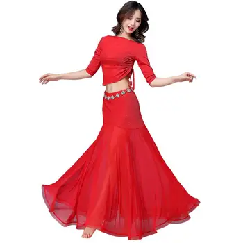 

Belly Dance Set Women Costumes Stage Skirts Sets Drawstring Top Skirt Set for Belly Dance Practice Performance
