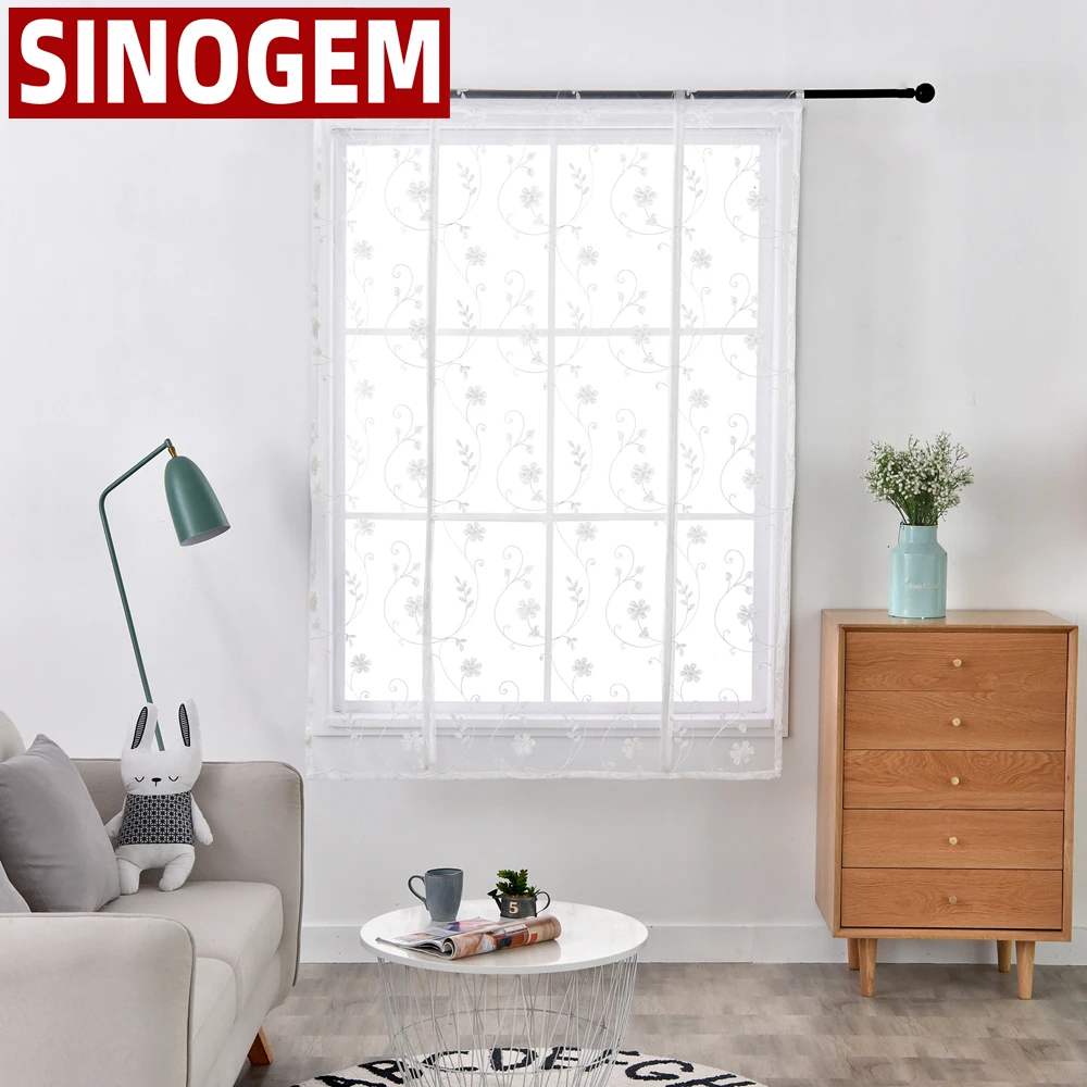 

Korean White Embroidered Voile Roman Curtains For Kitchen Window Curtain For Living Room Sheer Curtains Drapes cortinas para la