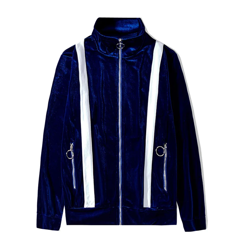 blue jacket Мужская Уличная Хип-хоп бархатная куртка мужская женская винтажная модная повседневная спортивная куртка Верхняя одежда Одежда для пар - Цвет: blue jacket