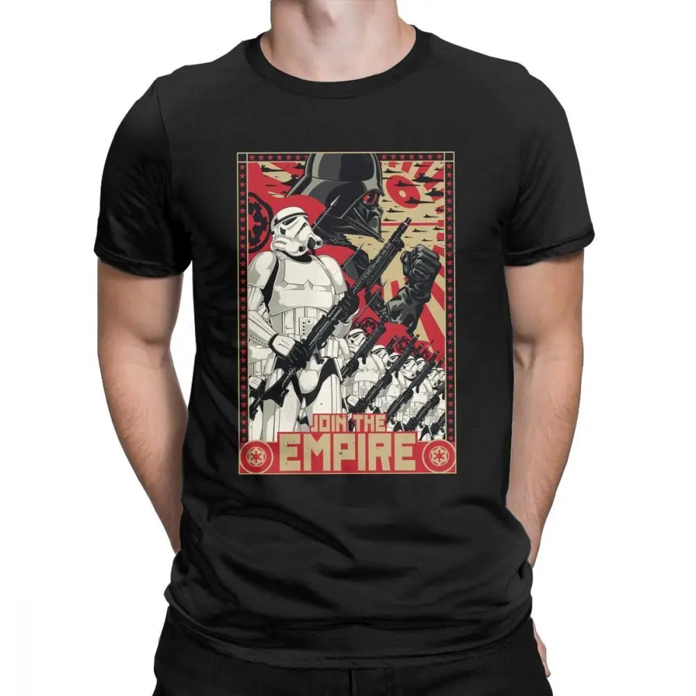 

one yona Star Wars T Shirt Men Empire Propaganda Plus Size Clothes Short Tops T-Shirts Crewneck Pure Cotton Tees