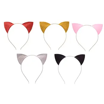 

5pcs Cat Ear Glitter Creative Hair Bands Head Hoops Headdress Hair Accessory Party Favors for Decorations Party