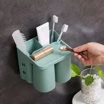 

Toothbrush Holder Bathroom Toothpaste Storage Organizer for Toothbrushes Shelf Magnetic Adsorption TUE88