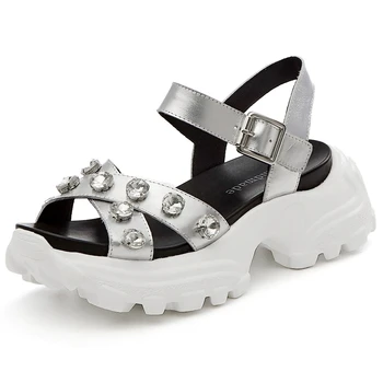 

DORATASIA Rhinestone Decorating Shoes Comfy Wedges Sandals Women Hot Sale Luxury Brand Design Platform Sandals