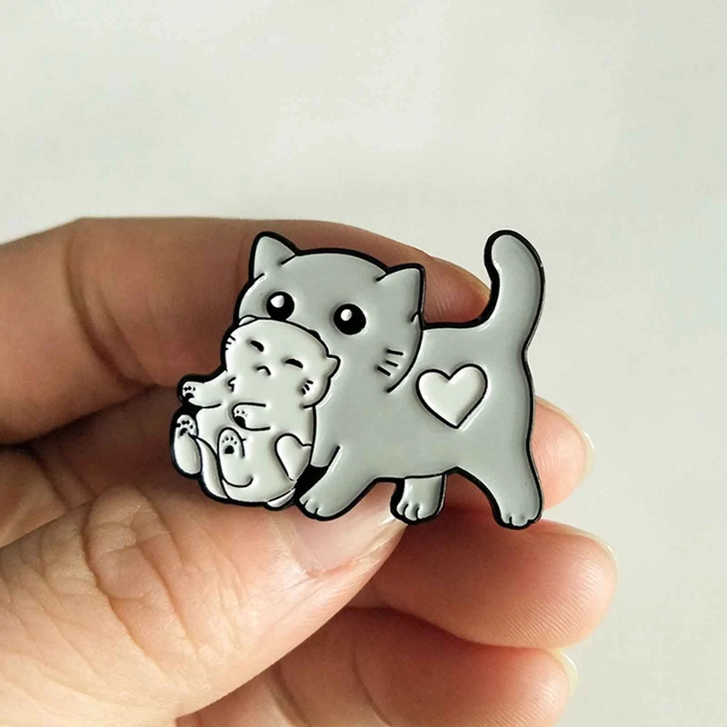 Эмалированные булавки в виде мультяшных звёзд Кот-Мама котенок детский подарок