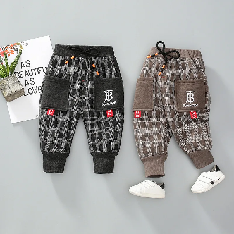 Girls Pants with Velvet Sub- Autumn And Winter New Style Infants Child Can Open Crotch Harem Pants Korean-style Small Crawle