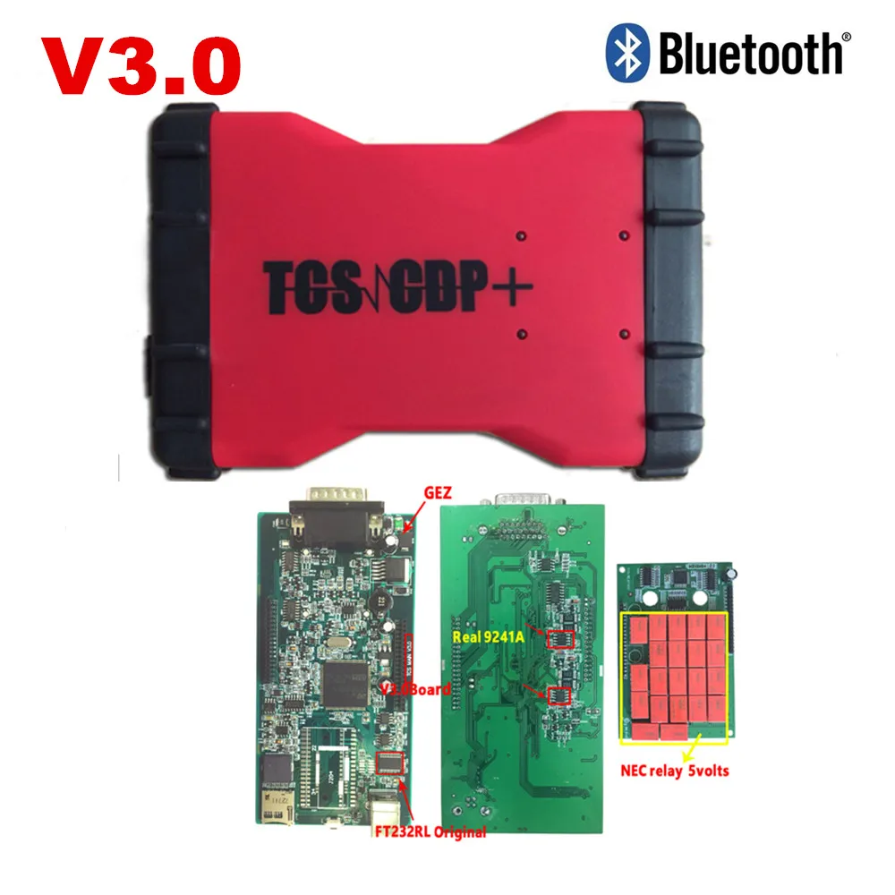 Супер vd tcs cdp pro plus Bluetooth с V3.0 платой. R0 программное обеспечение OBD OBD2 автомобили Грузовики OBDII сканер диагностический инструмент - Цвет: red BT v3.0