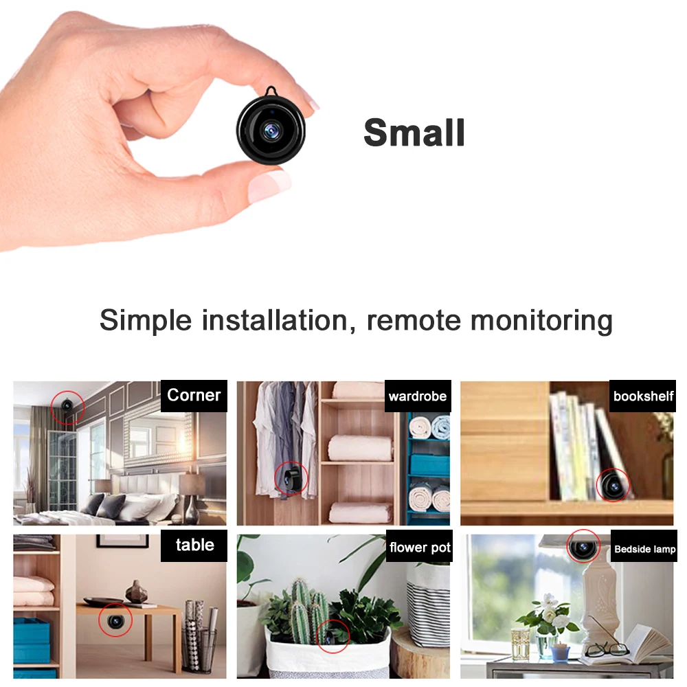 Camera Wifi Mini IP HD1080P Home Security Wireless Small CCTV Infrared Night Vision Motion Detection SD Card Slot Audio V380 APP Camera Wifi Mini IP HD1080P Home Security Wireless Small CCTV Infrared Night Vision Motion Detection SD Card Slot Audio V380 APP