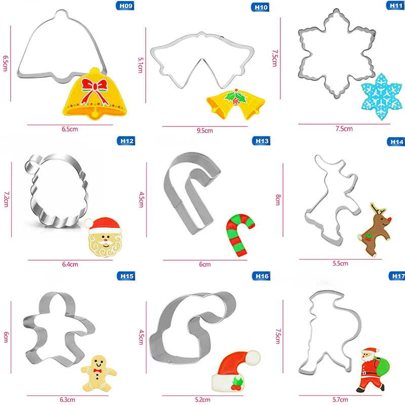 Stainless Steel Biscuit Mould Santa Claus Shape Fondant Cake Mold DIY Sugar Craft Xmas 3D Pastry Cookie Cutters Cake Tools