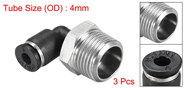 4mm X 3or8 NPT 3p Uxcell 3/4/6 шт. пуш-ап для подключения фитинги для труб мужской локоть пневматические пуш-ап соответствовать блокировки соединения фитинга Пластик металлическими вставками, цвета: черный - Цвет: 4mm X 3or8 NPT 3p