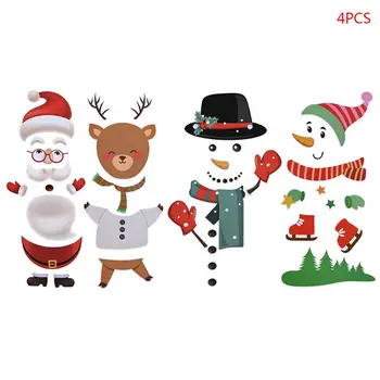 

4pcs/set Christmas Snowman Santa Claus Elk Refrigerator Fridge Magnet Stickers