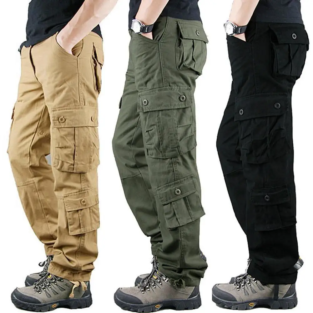 

Outdoor Solid Color Multi-pocket Overalls, Multi-color Men's Optional Casual Pants H1M4